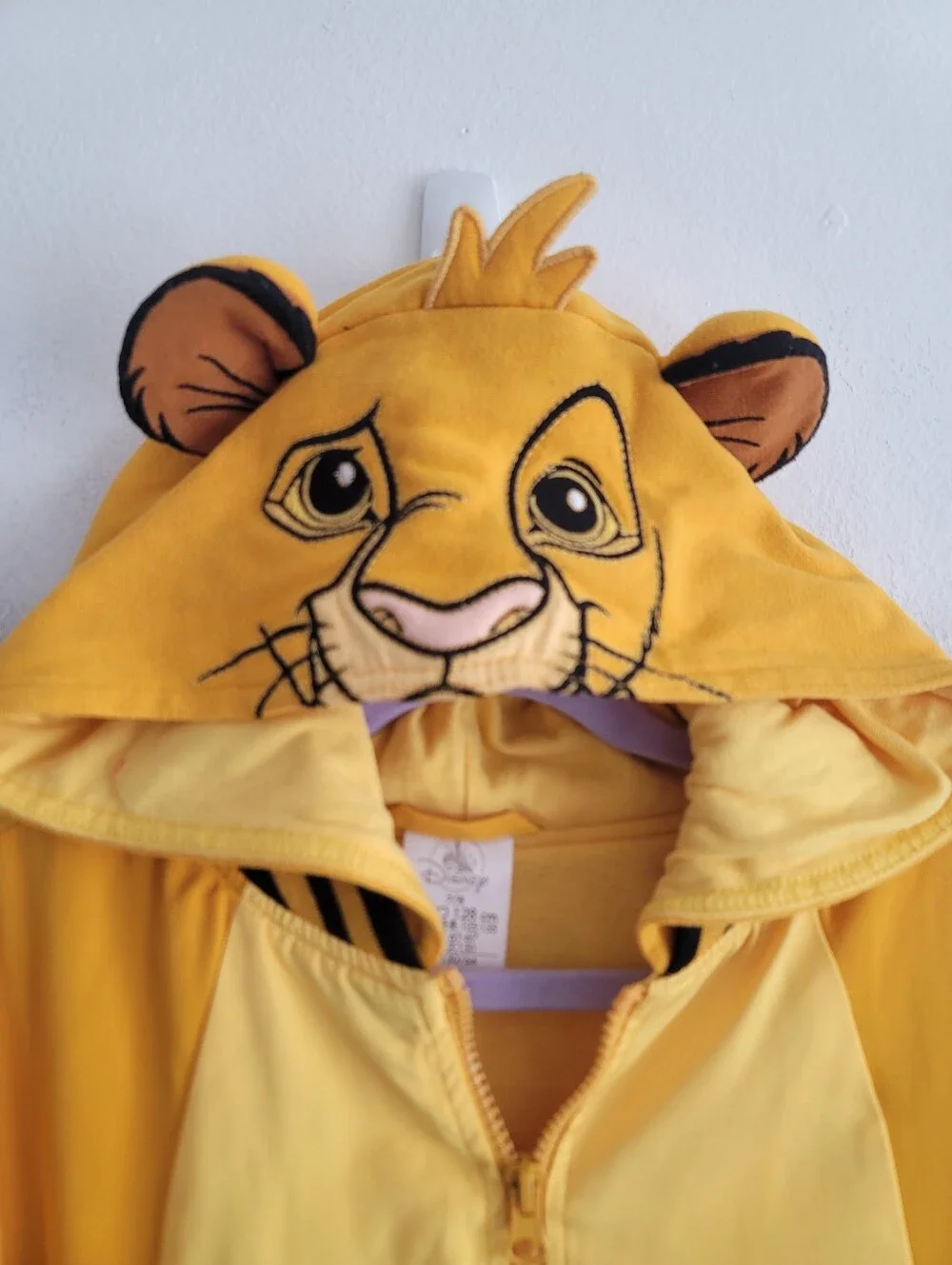 Disney Store Kids 7/8‎ Simba Full Zip Jacket Lion Golden Yellow Hooded